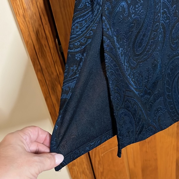 Women's Susan Graver Jacquard Knit Open Front Duster Cardigan Midnight Ink Sz 1X - Picture 6 of 11